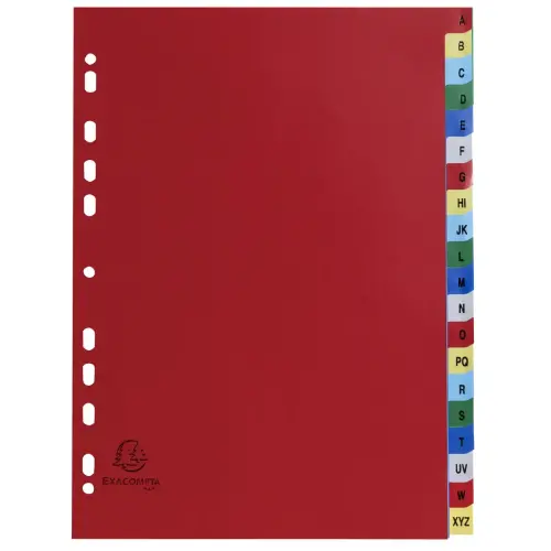 Intercalaires imprimés alphabétiques PP couleurs 12/100 AZ - A4 - EXACOMPTA