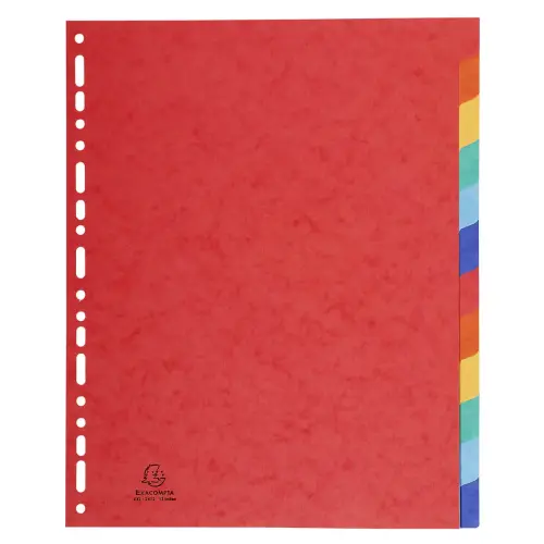 Intercalaires carte lustrée 400g 12 positions - A4 maxi - Couleurs assorties - EXACOMPTA