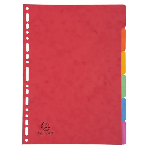Intercalaires carte lustrée 400g 6 positions - A4 - Couleurs assorties - EXACOMPTA