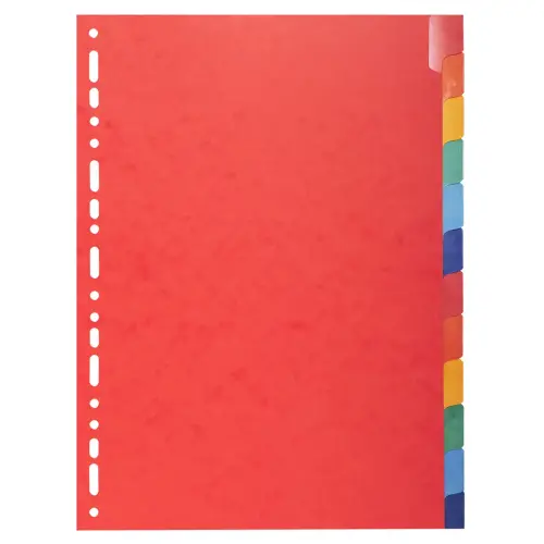 Intercalaires Carte lustr&eacute;e 225g avec onglets renforc&eacute;s - 12 positions - A4 - EXACOMPTA 