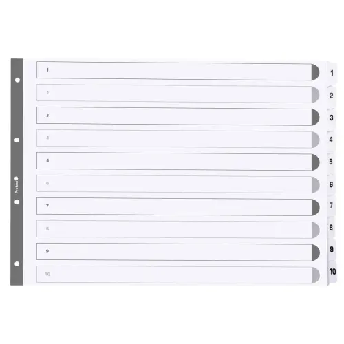 Intercalaires imprim&eacute;s &agrave; touches plastifi&eacute;es - 5 touches 1 &agrave; 5 - A3 - Blanc - EXACOMPTA 