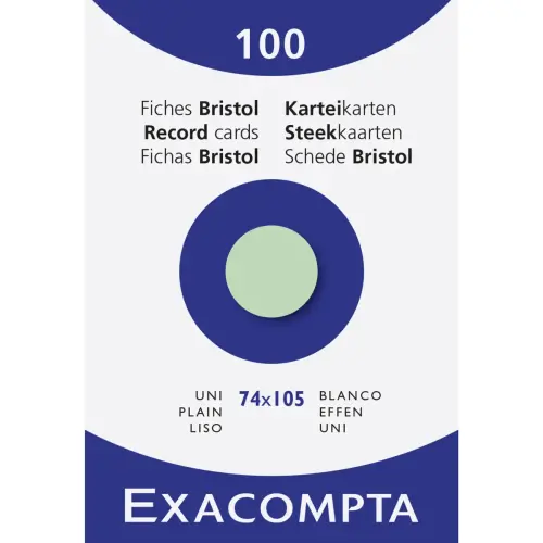 &Eacute;tui de 100 fiches - bristol uni non perfor&eacute; 74x105mm - Vert - EXACOMPTA 