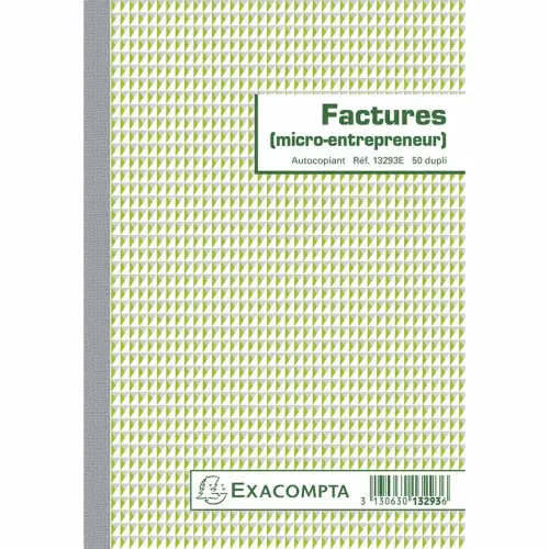 Manifolds Factures micro-entrepreneur 21x14,8cm - 50 feuillets autocopiants dupli - EXACOMPTA
