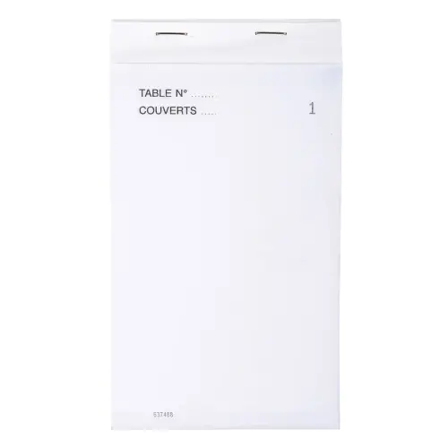 Bloc Ma&icirc;tre d'H&ocirc;tel 50 feuillets autocopiants num&eacute;rot&eacute;s en tripli - Format 9,6x17 cm - EXACOMPTA 