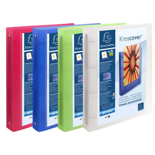 Classeur 4 anneaux 30mm polypropylène chromaline 10/10e Krea Cover - A4 maxi - Couleurs assorties - EXACOMPTA