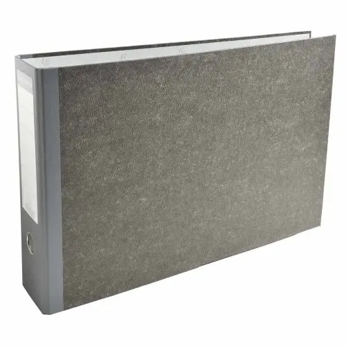 Classeur à levier papier marbre gris dos de 80mm - A3 horizontal. - Gris-dos gris - EXACOMPTA