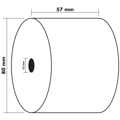 Bobine pour caisse et balance 57x80 mm - 1 pli thermique 55g/m2 sans BPA. - EXACOMPTA