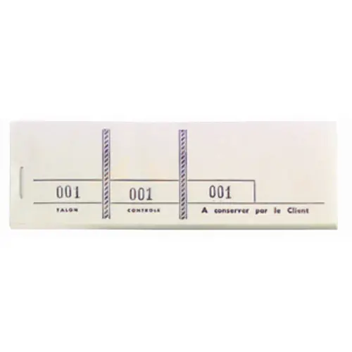 Bloc passe-partout 100 feuillets numérotés de 3 volets - Format 4,8x15 cm - Blanc - EXACOMPTA