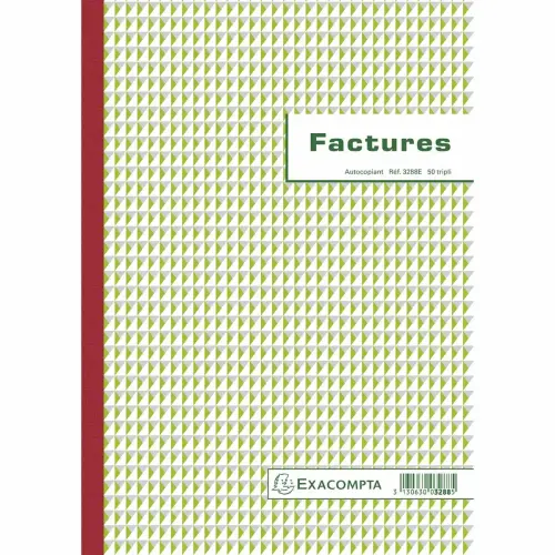 Manifold Factures avec mention TVA 29,7x21cm 50 feuillets tripli autocopiants - EXACOMPTA