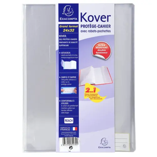 Protège-cahier translucide Kover® - 24x32cm - Incolore - EXACOMPTA
