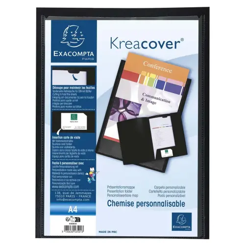 Chemise de pr&eacute;sentation polypropyl&egrave;ne souple Krea Cover - A4 - Noir - EXACOMPTA 