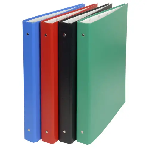 Classeur rembordé PVC 4 anneaux 30mm - A4 maxi 24x32cm - Couleurs assorties - EXACOMPTA