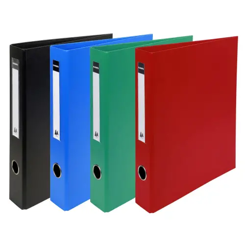 Classeur rembord&eacute; PVC 4 anneaux en D de 40mm en 3&egrave;me de couverture - A4 maxi - Couleurs assorties - EXACOMPTA 