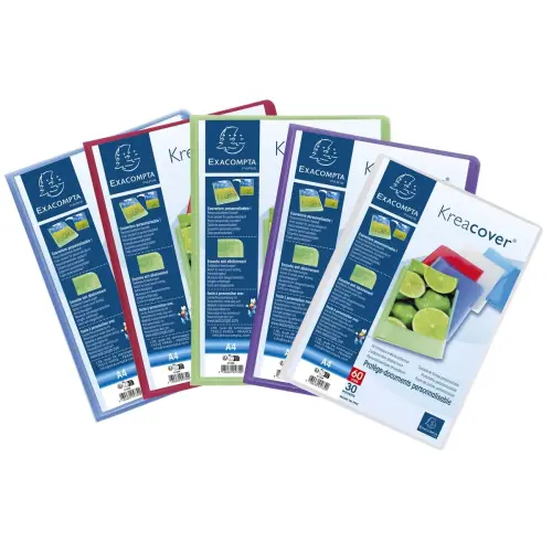 Protège-documents en polypropylène semi rigide Kreacover® Chromaline 60 vues - A4 - Couleurs assorties - EXACOMPTA