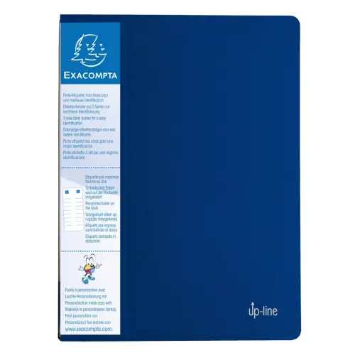 Protège-documents en polypropylène rigide avec porte étiquette 3 faces Up Line Opaque 40 vues - A4 - Bleu - EXACOMPTA