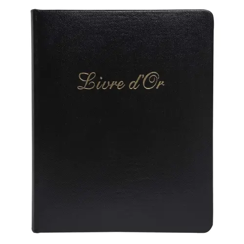 Livre d'or Cuir Alpille 140 pages ivoire - 26x22cm vertical - Noir - EXACOMPTA