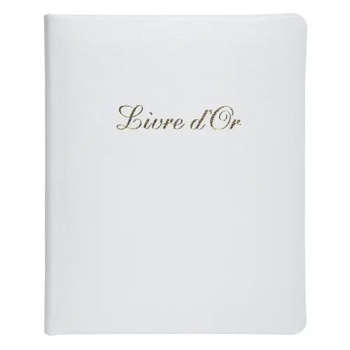 Livre d'or Cuir Alpille 140 pages ivoire - 26x22cm vertical - Blanc - EXACOMPTA 