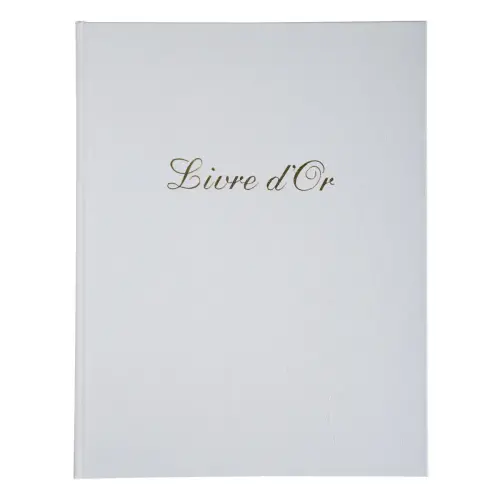 Livre d'or Balacron avec titre 100 pages blanches - 27x22 cm vertical - Blanc - EXACOMPTA