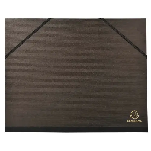 Carton &agrave; dessin kraft noir vernis avec &eacute;lastiques 26x33 cm - Pour formats A4 et 24x32 cm - Noir - EXACOMPTA 
