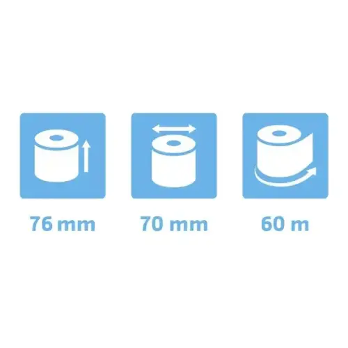 Bobine pour balance 76x70 mm - 1 pli thermique 55g/m2 sans BPA. - EXACOMPTA 