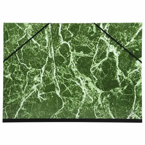 Carton &agrave; dessin papier marbr&eacute; verni avec &eacute;lastiques 37x52 cm - Pour format 1/2 raisin - Vert - EXACOMPTA 