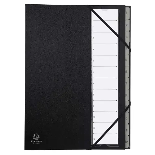 Trieur rigide Ordonator numerique dos extensible 12 compartiments 1 à 12 - Noir - EXACOMPTA