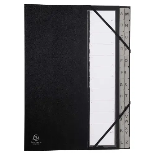 Trieur rigide Ordonator alphab&eacute;tique dos extensible 24 compartiments A &agrave; Z - Noir - EXACOMPTA 