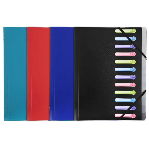 Trieur polypropyl&egrave;ne 3 rabats 12 compartiments OPAK - Couleurs assorties - EXACOMPTA 