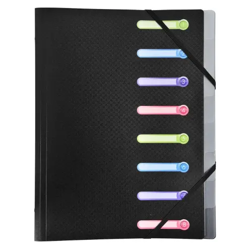 Trieur polypropylène 3 rabats 8 compartiments OPAK - Noir - EXACOMPTA