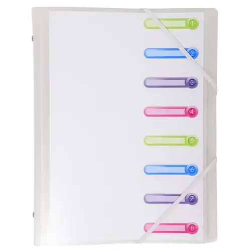 Trieur polypropylène 3 rabats Chromaline 8 compartiments - Incolore - EXACOMPTA
