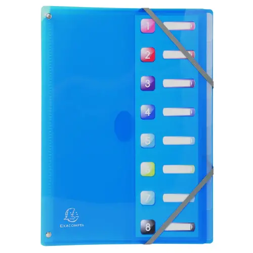 Trieur extensible en polypropylène 8 compartiments IDERAMA PP - A4 - Couleurs assorties - EXACOMPTA