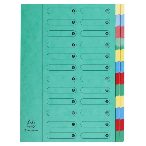 Trieur extensible Harmonika sans élastique fenêtres imprimées 24 compartiments - A4 - Vert - EXACOMPTA