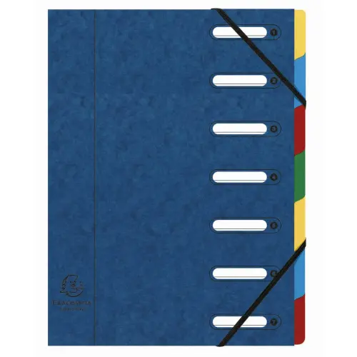 Trieur HARMONIKA® à fenêtres avec élastiques Nature Future carte lustrée 7 compartiments - Bleu - EXACOMPTA