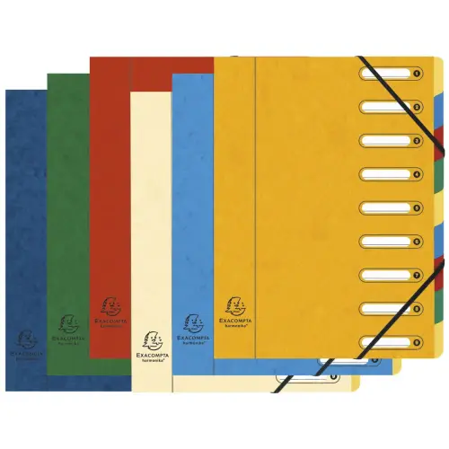Trieur HARMONIKA® à fenêtres avec élastiques Nature Future carte lustrée 9 compartiments - Couleurs assorties - EXACOMPTA