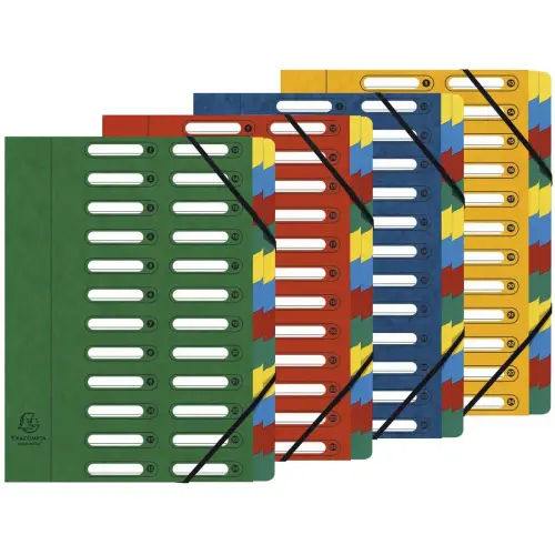 Trieur HARMONIKA&reg; &agrave; fen&ecirc;tres avec &eacute;lastiques v&eacute;ritable carte lustr&eacute;e 24 compartiments - Couleurs assorties - EXACOMPTA 