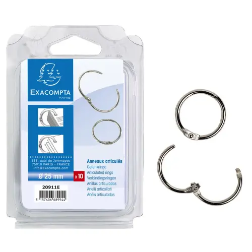 Blister de 10 anneaux articulés - Diamètre 25mm - EXACOMPTA