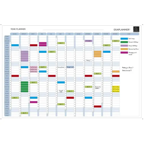 Planning magnétique annuel - textes en anglais - Blanc - EXACOMPTA