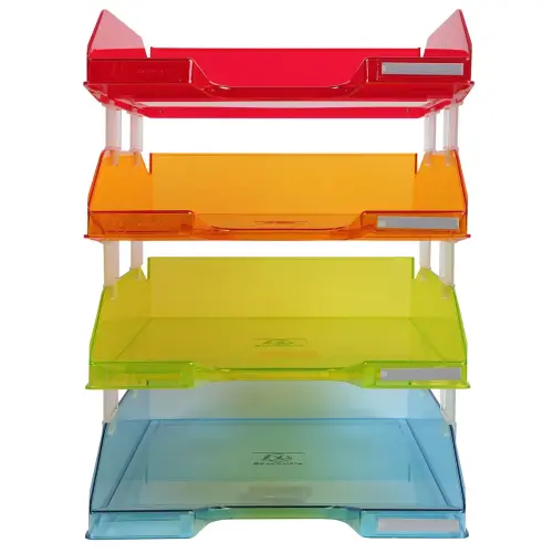 Set de 4 corbeilles à courrier COMBO MIDI Aquarel - Couleurs assorties - EXACOMPTA