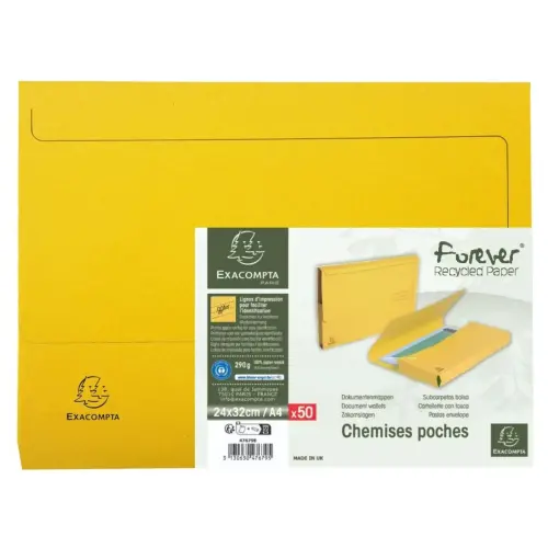 Pt 50 chemises poche FOREVER A4 jaune