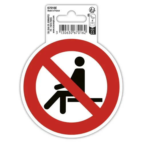 Pann. adhesif interdit de s assoir 10cm 