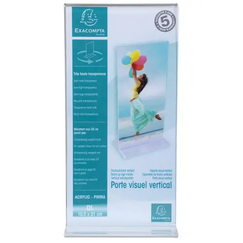 Porte-visuel droit vertical DL - Cristal - Exacompta