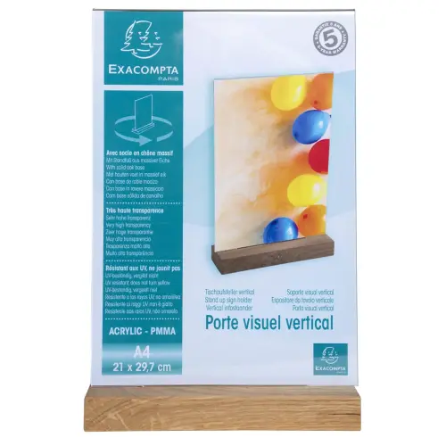 Porte-visuel a. socle en bois A4vertical 