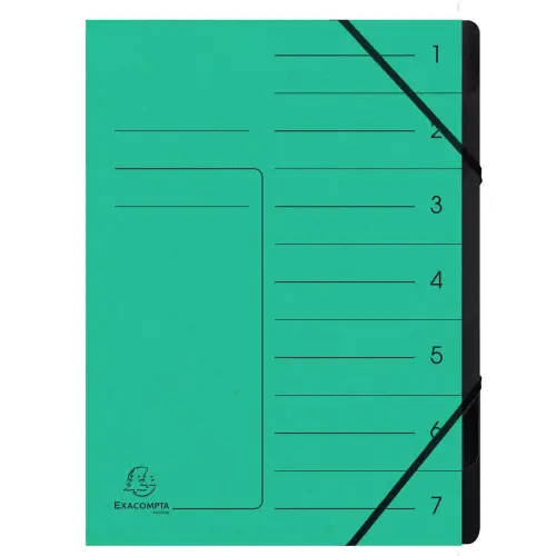 Trieur agraf&eacute; 7 compartiments int&eacute;rieur noir - Vert - Exacompta 