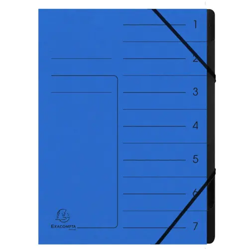 Trieur agraf&eacute; 7 compartiments int&eacute;rieur noir - Bleu - Exacompta 