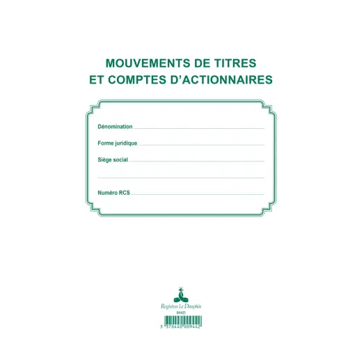 REGISTRE DES MOUVEMENTS DE TITRES