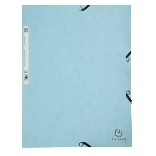 Chemise &agrave; &eacute;lastique 3 rabats A4 en carte lustr&eacute;e Aquarel - Bleu - Exacompta 
