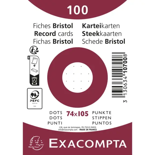 F.Bristol 74 x 105 blanc dots /s film - Exacompt