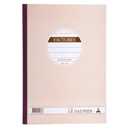 Carnet de factures autocopiant - A4 - 50 feuilles en triplicata - Le Dauphin