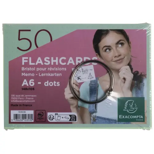 Flashcards bristol A6 dots Vert - Exacompt
