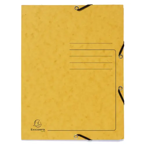Chemise à élastique 3 rabats A4 en carte lustrée 355 g/m² - Jaune - Exacompta